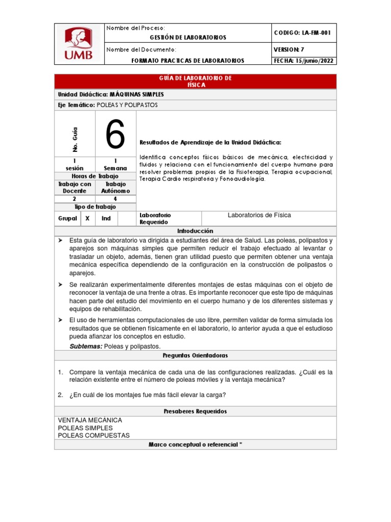 Poleas Y Polipastos 1 Pdf Fuerza Mecánica