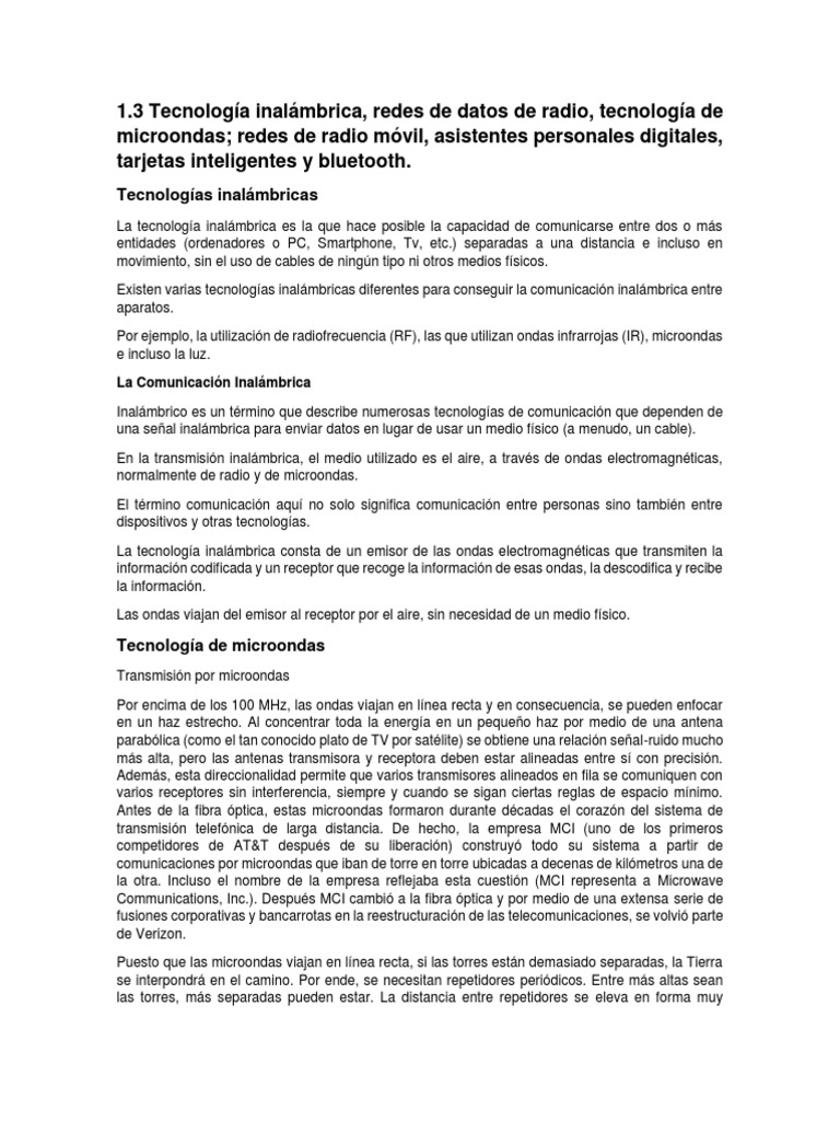 Tecnología Inalámbrica y Comunicación | PDF | Bluetooth | Inalámbrico