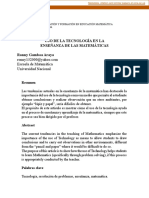 Uso de La Tecnología en La Enseñanza de Las Matemáticas Ronny Gamboa Araya