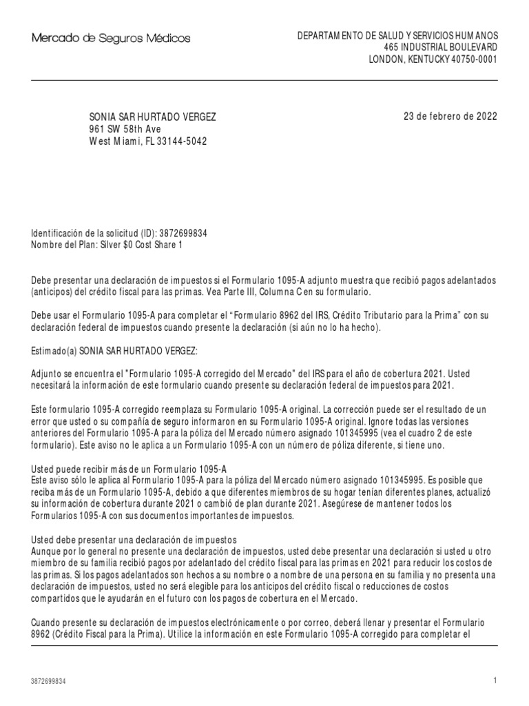 Form1095a - 2021 4 | PDF | Información