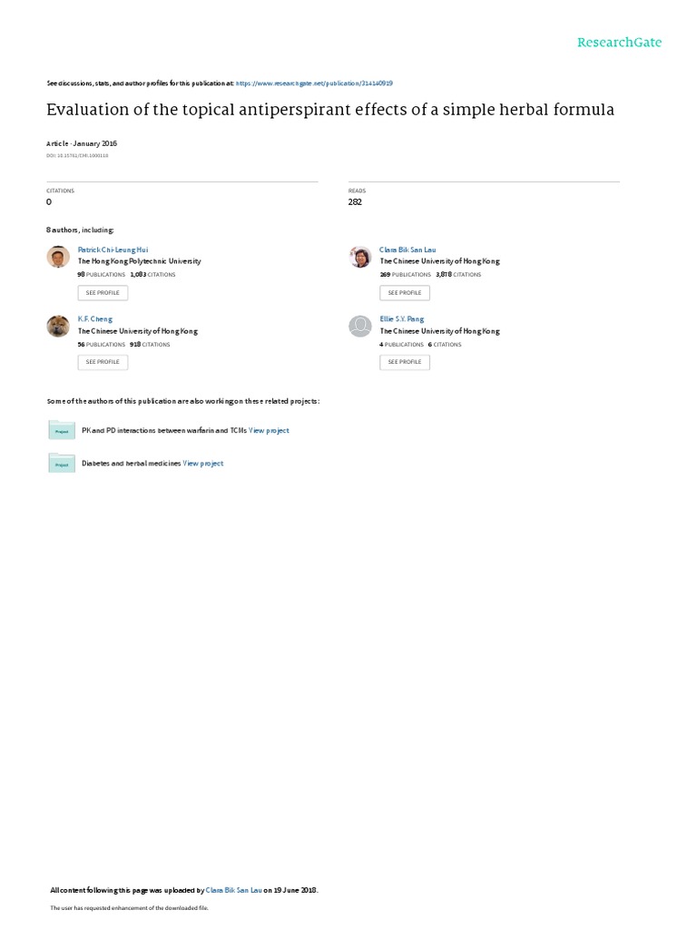 Evaluation of The Topical Antiperspirant Effects o PDF