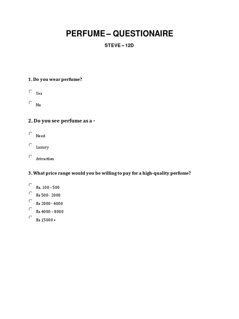 Perfume Questionaire PDF