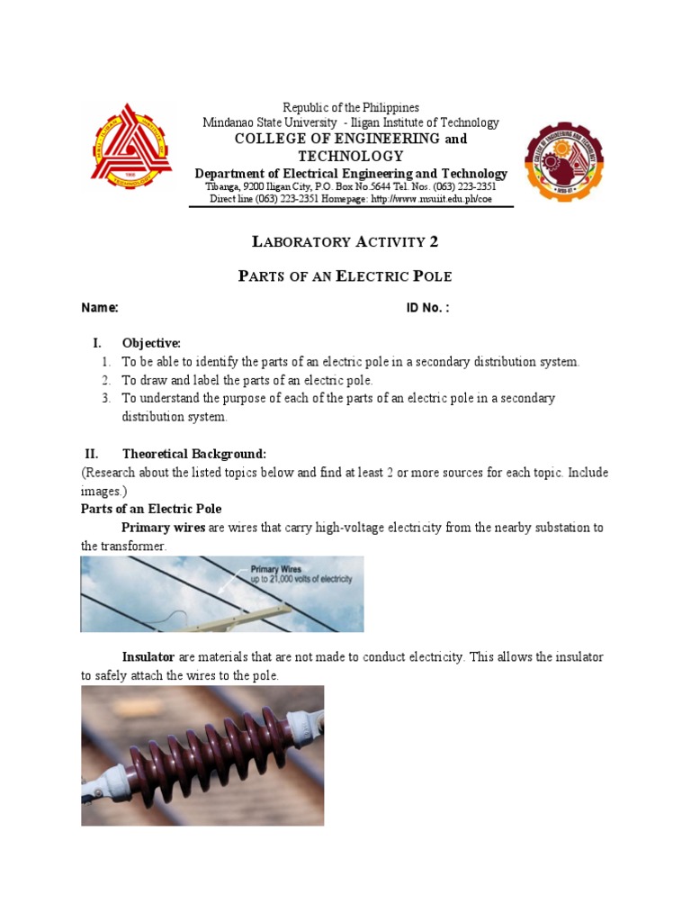 Parts of An Electric Pole | PDF | Insulator (Electricity) | Electric