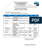 Daftar Konsumen Servis Point