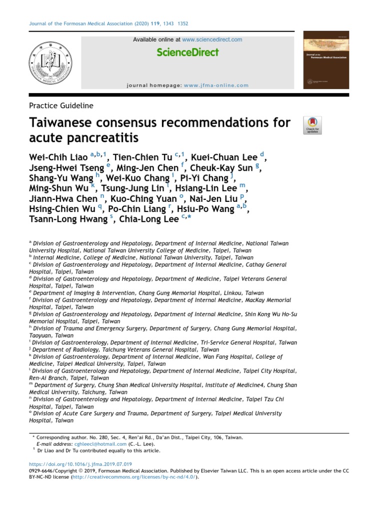 2020 Taiwan - Acute Pancreatitis Guideline | PDF | Randomized ...