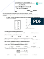 Examen Matemáticas 2 Trimestre 3