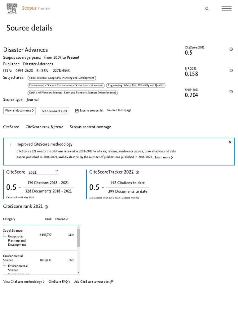 Scopus Preview Scopus Disaster Advances PDF International