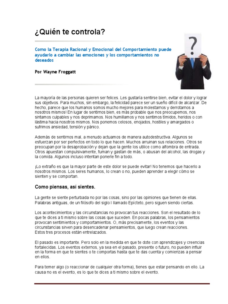 Quien Te Controla Por DR Wayne Froggatt | PDF | Pensamiento | Aprendizaje