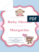 Formato de Invitación A Baby Shower Niña Osito y Monita