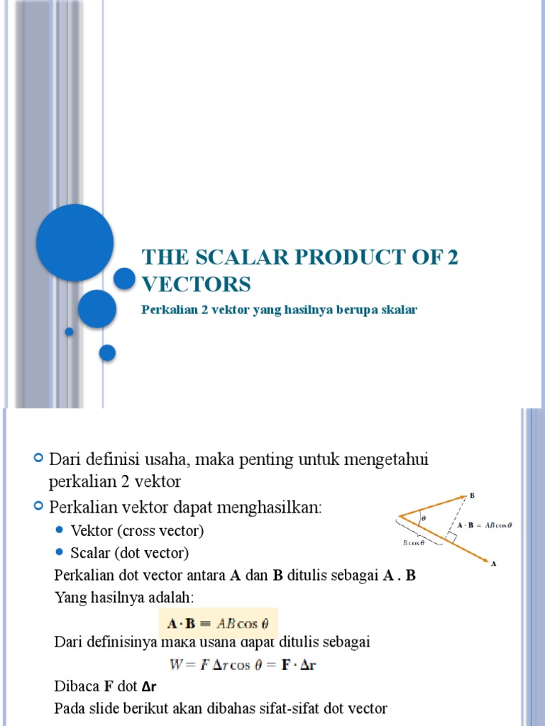 The Scalar Product of 2 Vectors | PDF