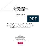 The 3DayCar Component Supplier Study - Investigating The Implications of Responsive Vehicle Supply On The Component Supply Chain