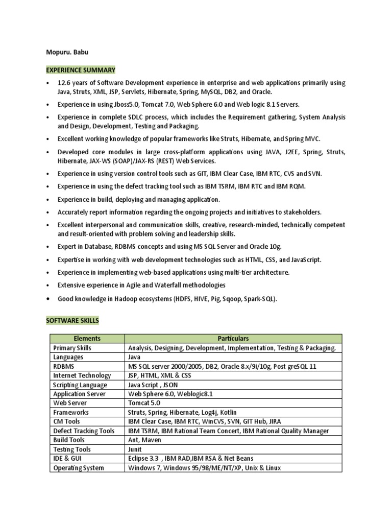 Mopuru Babu - Lead Java Developer | PDF | Spring Framework | Web Service