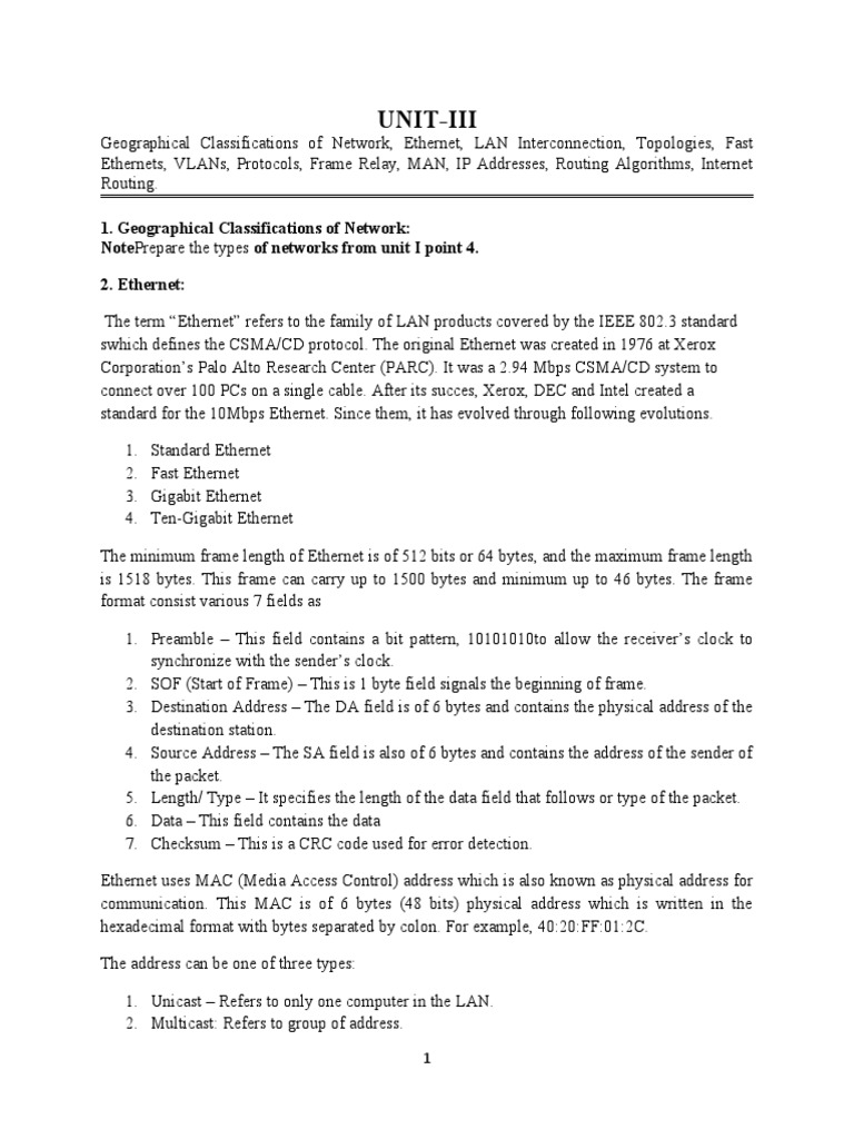 Unit III | PDF | Network Topology | Computer Network