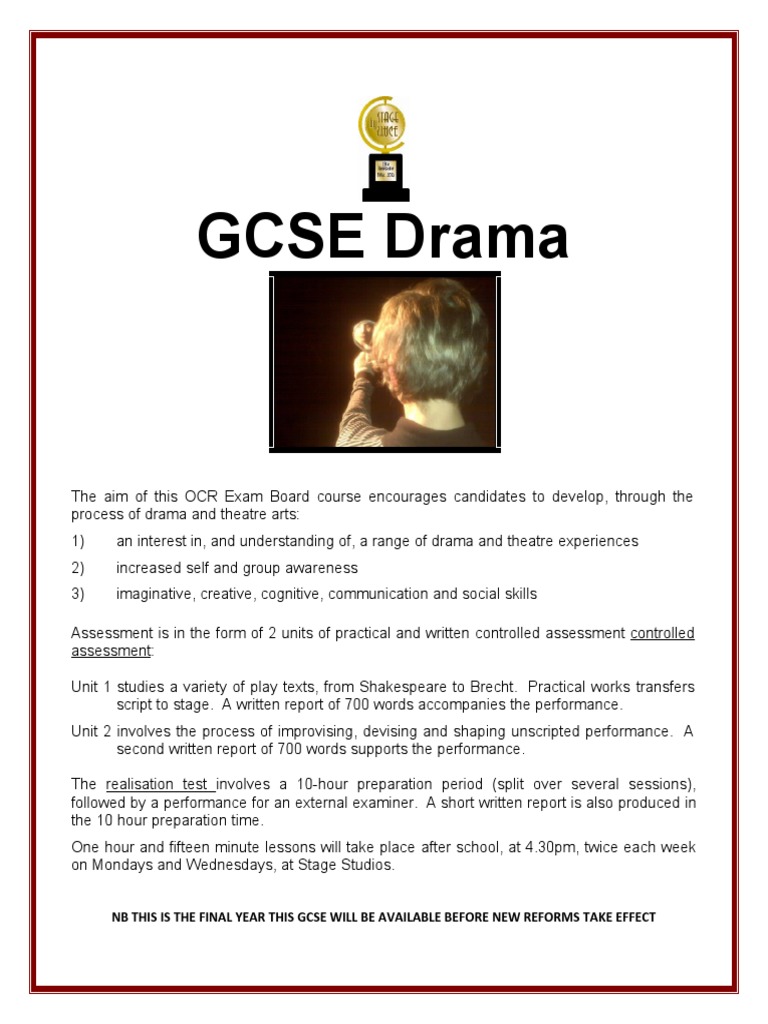 GCSE Drama Enquiry 2016 PDF Cognition