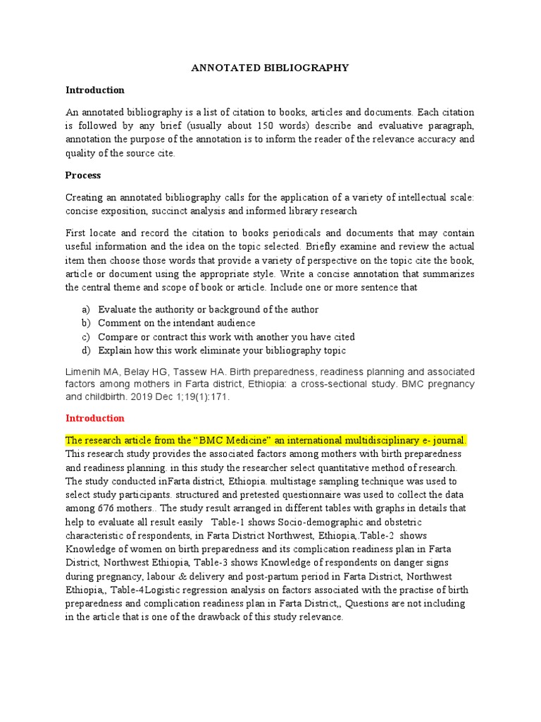 Annotated Bibliography | PDF | Bibliography | Citation