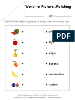 Word To Picture Matching Worksheet 1