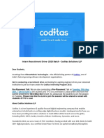 Coditas INTERN Recruitment - 2023 Batch