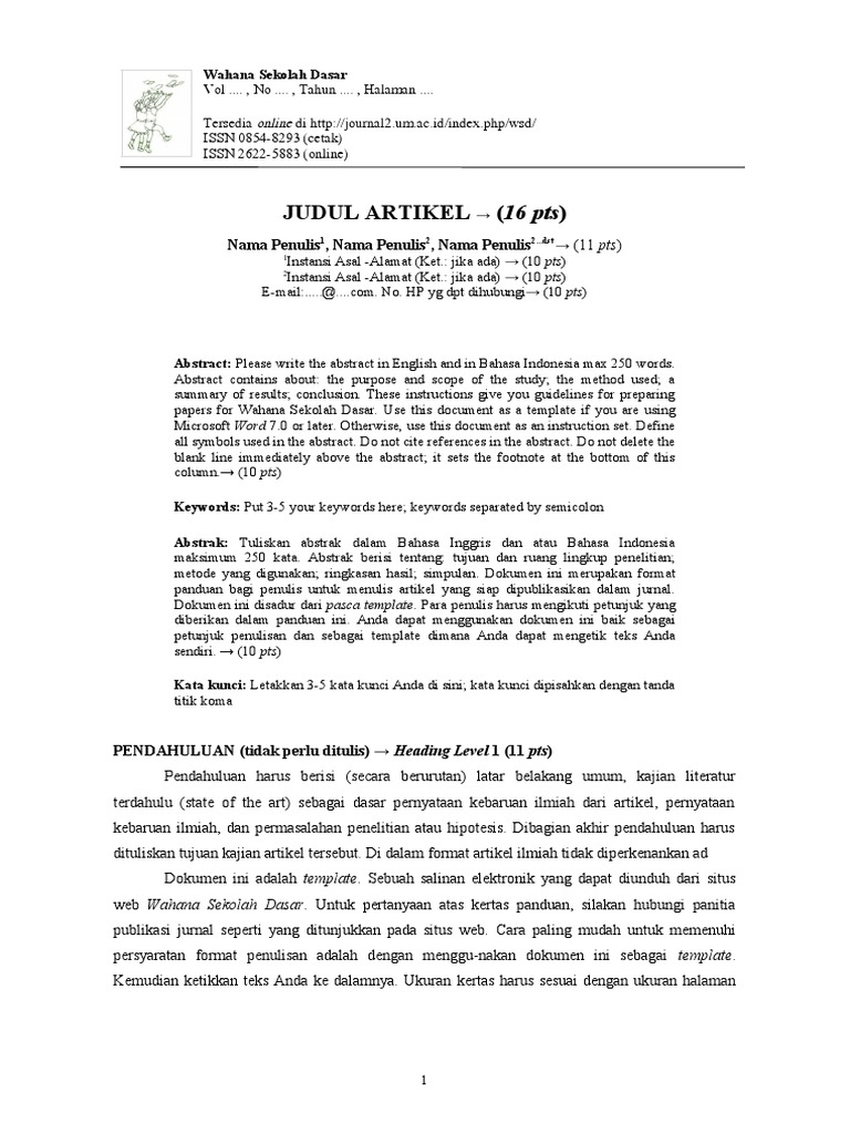Template Penulisan Jurnal Pendidikan | PDF | Seni & Disiplin Bahasa ...