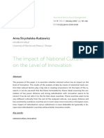 The Impact of National Culture On The Level of Innovation