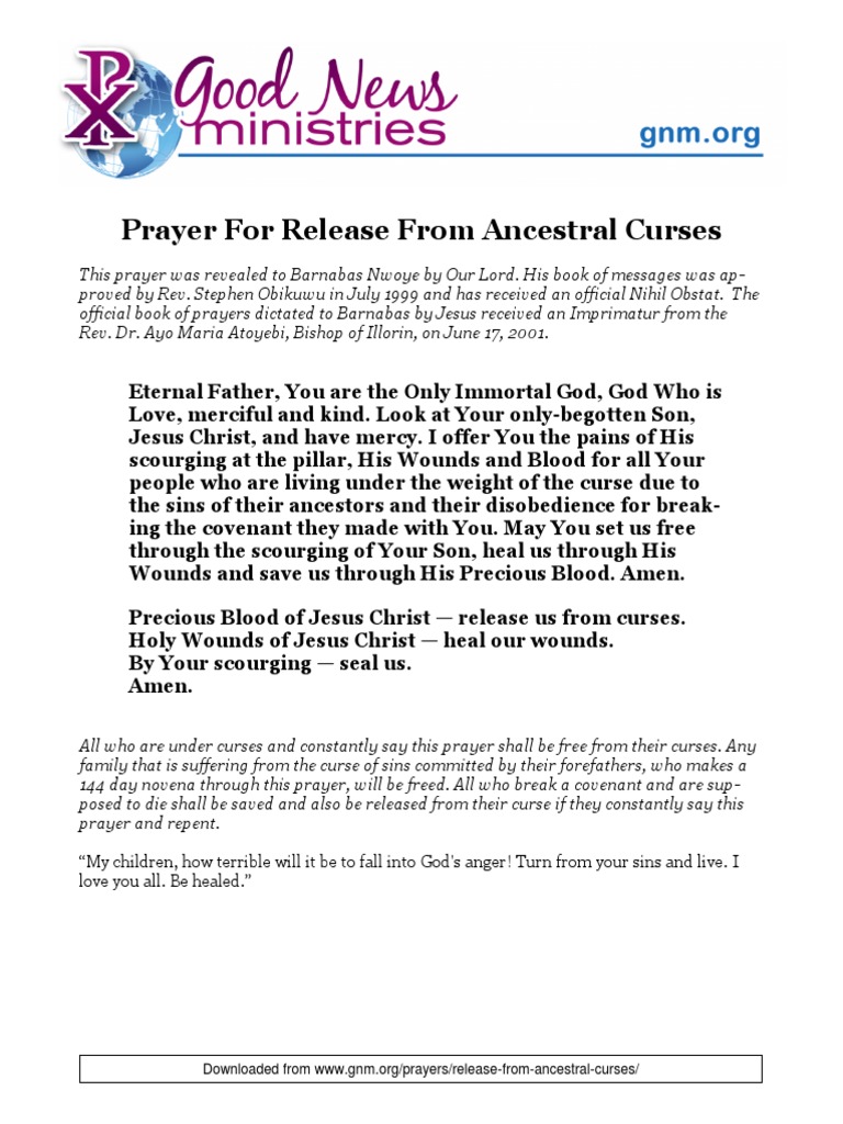 Prayer For Release From Ancestral Curses Pdf