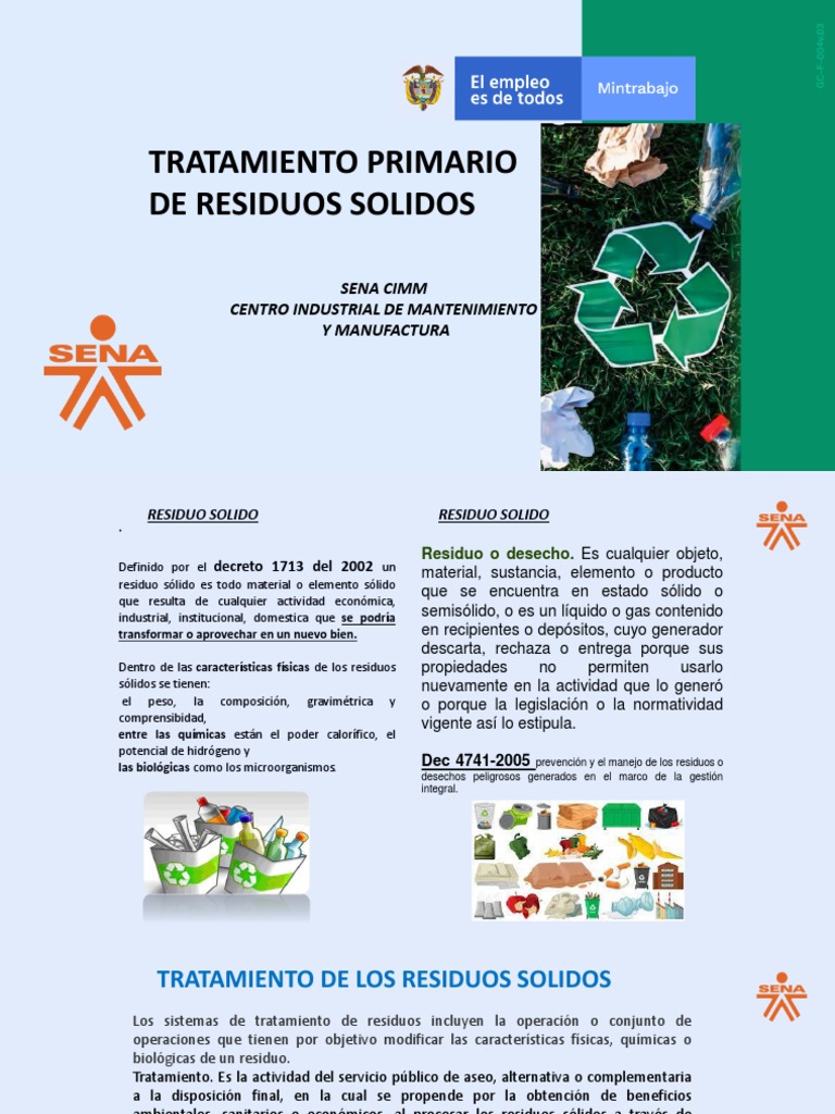 Tratamiento y Manejo de Residuos Sólidos | PDF | Residuos | Gestión de ...