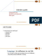 CSE101- Lec 3 (components of C, identifier, keyword, datatype)