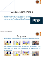 CSE101 - Lec 6 PART 1 (Decision Control or Condition Statements)