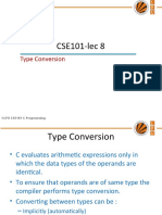 CSE101 - Lec 8 (Type Conversion)