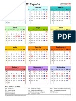 Calendario 2022 Vertical Ano en Un Vistazo en Color