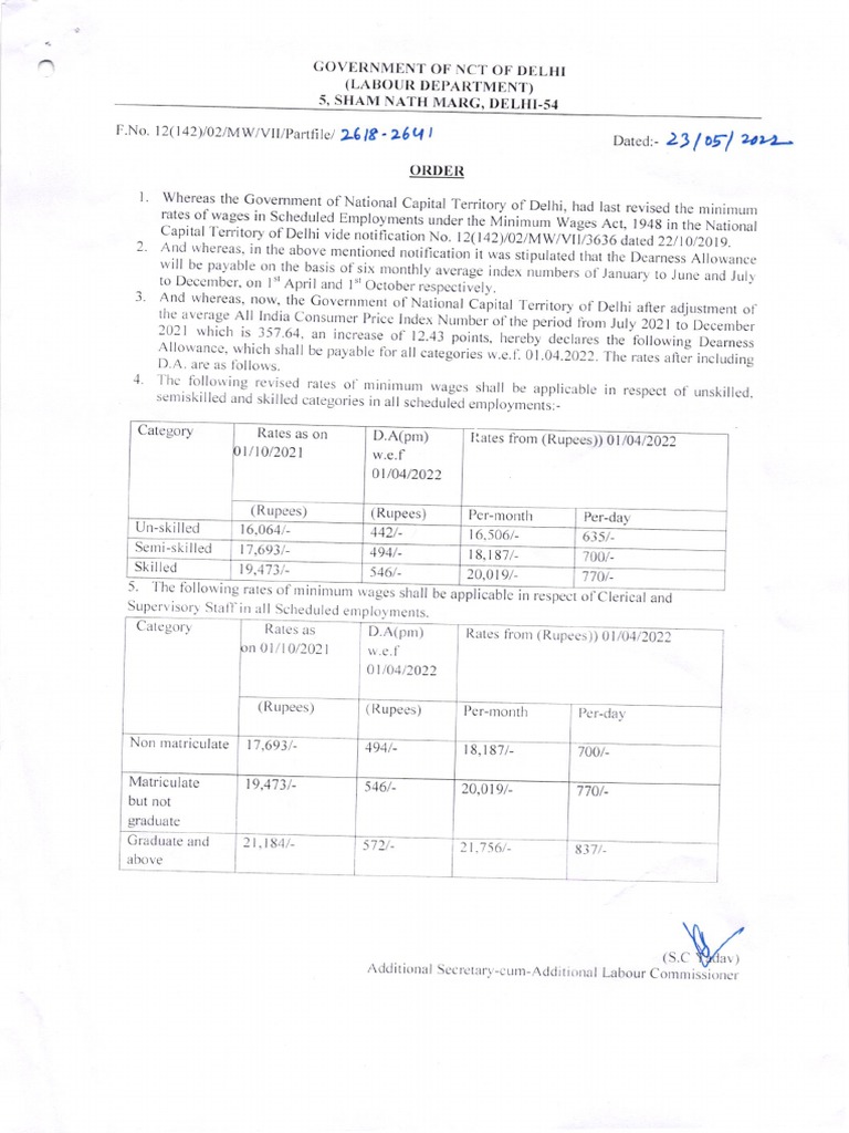 Latest minimum wages delhi pdf