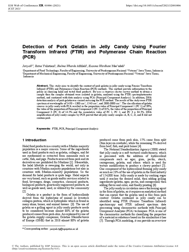 Detection of Pork Gelatin in Jelly Candy Using Fourier Transform