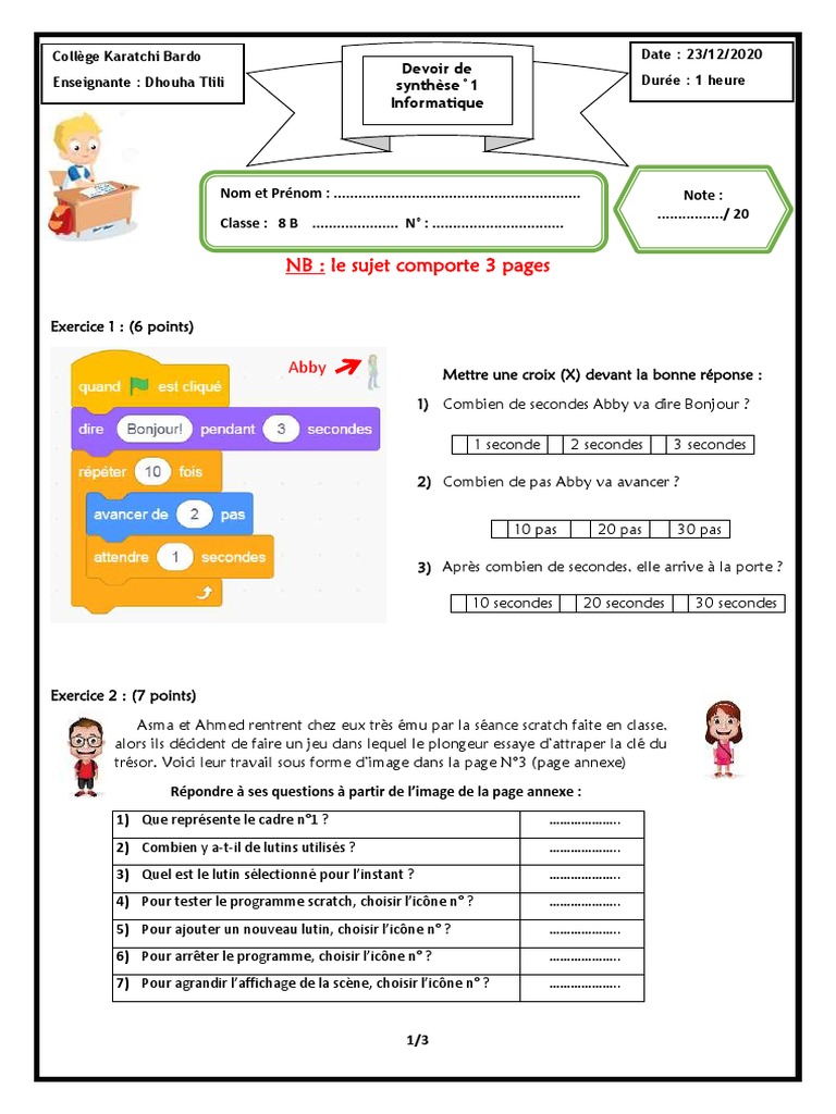 Exercices de programmation Scratch pour collégiens | PDF