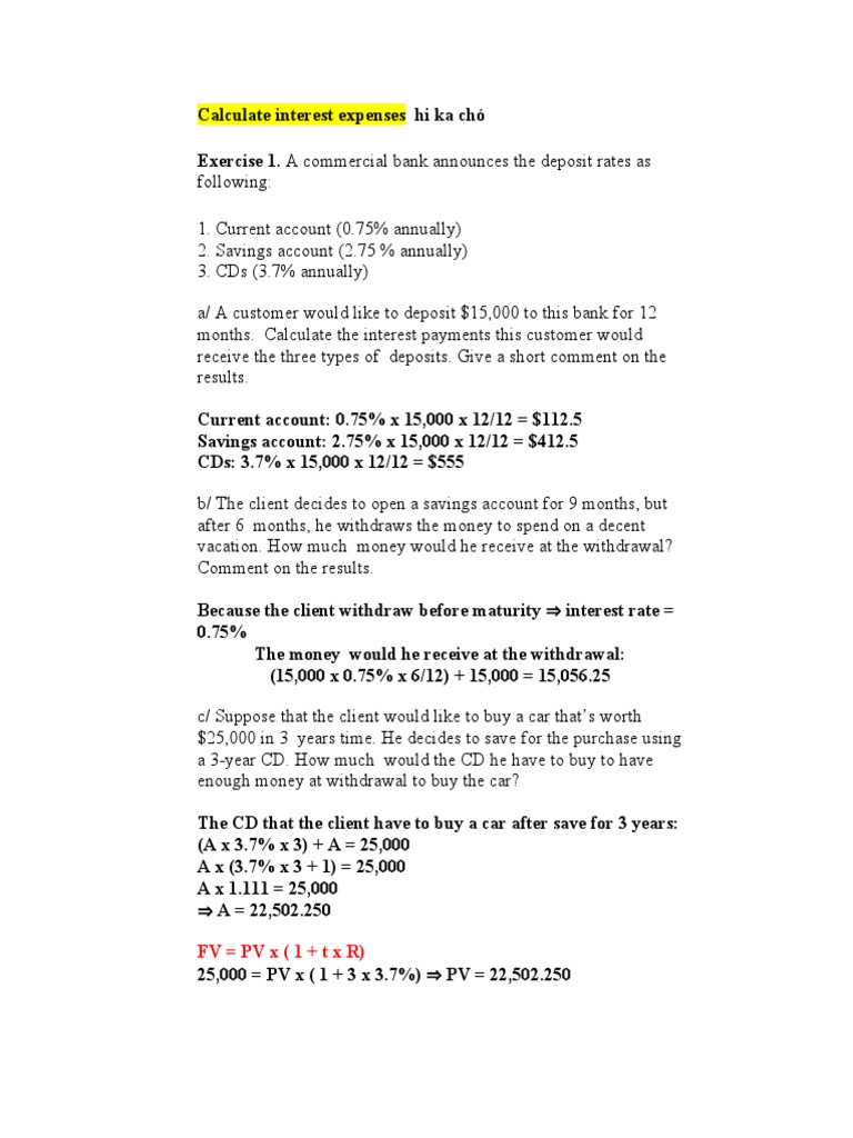 Calculate Interest Expenses | PDF | Banks | Interest