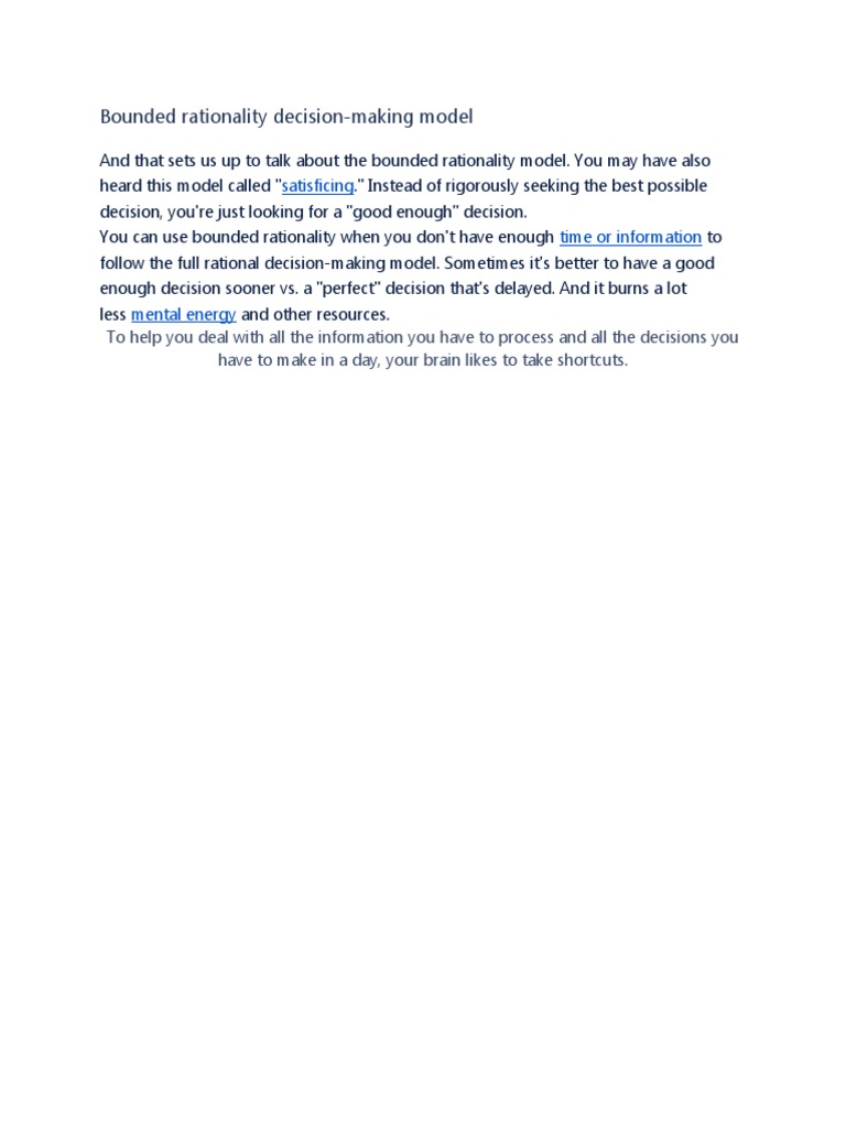 Bounded Rationality in Decision-Making | PDF