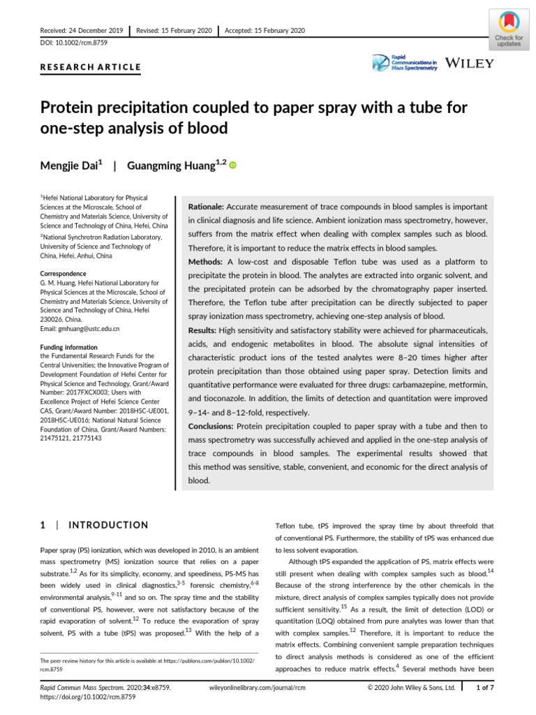 Dai 2020 PDF Mass Spectrometry Detection Limit