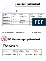 GC University Hyderabad Class Timetable