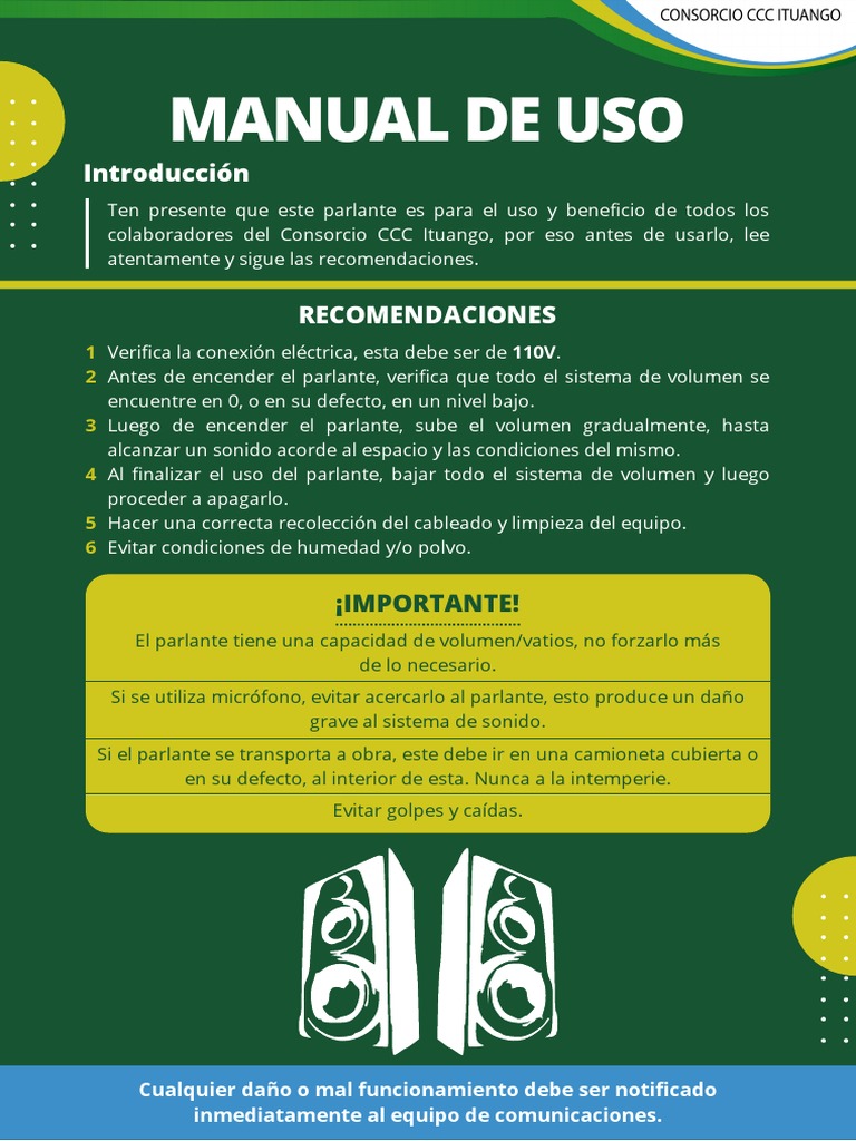 Manual de Uso del Parlante Hyundai | PDF