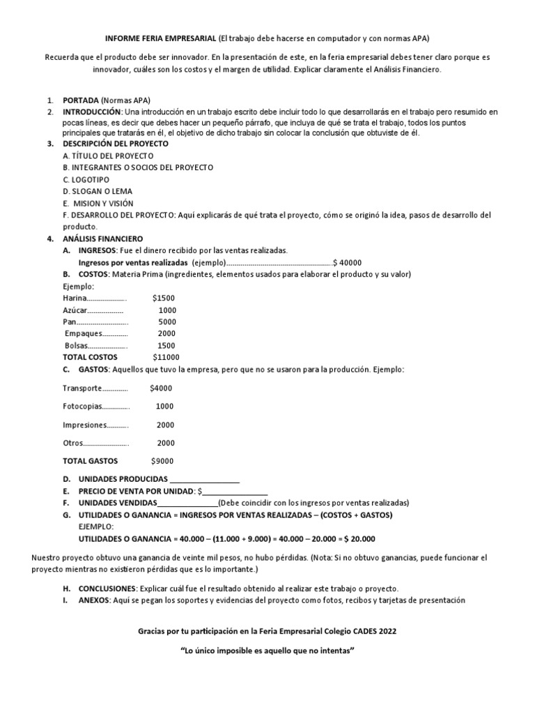 Informe de Feria Empresarial 2022 | PDF | Economias