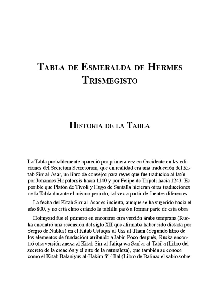 Tabla de Esmeralda PDF Alquimia Alma