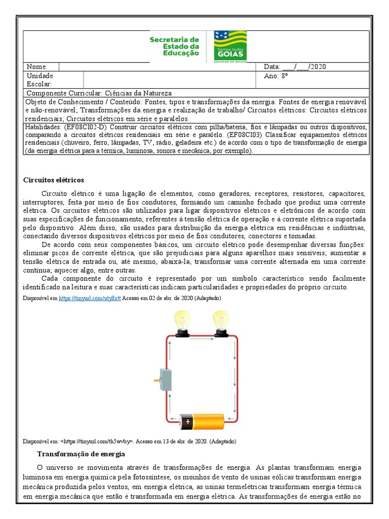 Circuitos elétricos e transformações de energia | PDF | Rede elétrica ...