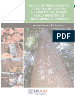 Manual de Procedimientos de Cadena de Custodia A La Puerta Del Bosque y en La Industria de Transformación Primaria