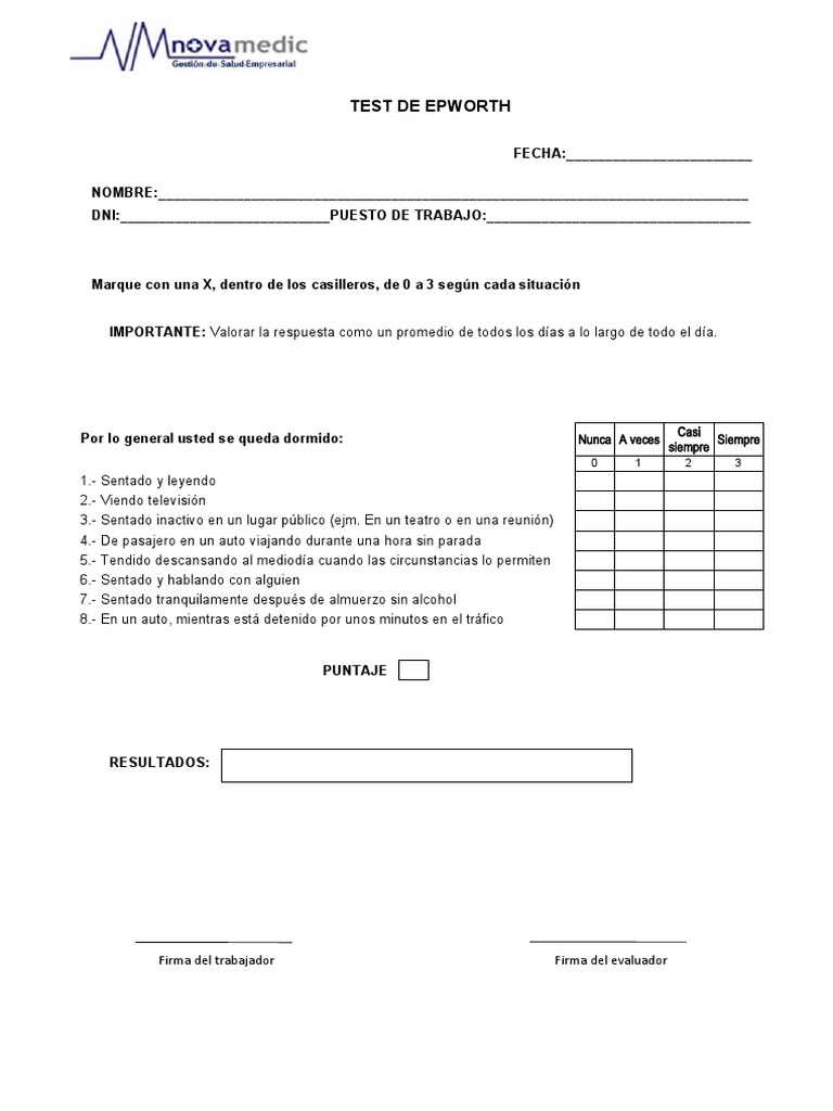 Test de Epworth PDF