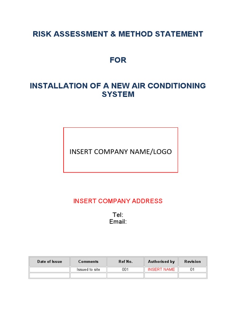 Air Conditioning Installation RAMS Document | PDF | Personal Protective ...