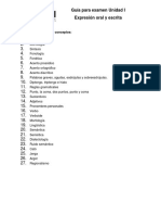 Guía para Examen. Expresión Oral y Escrita