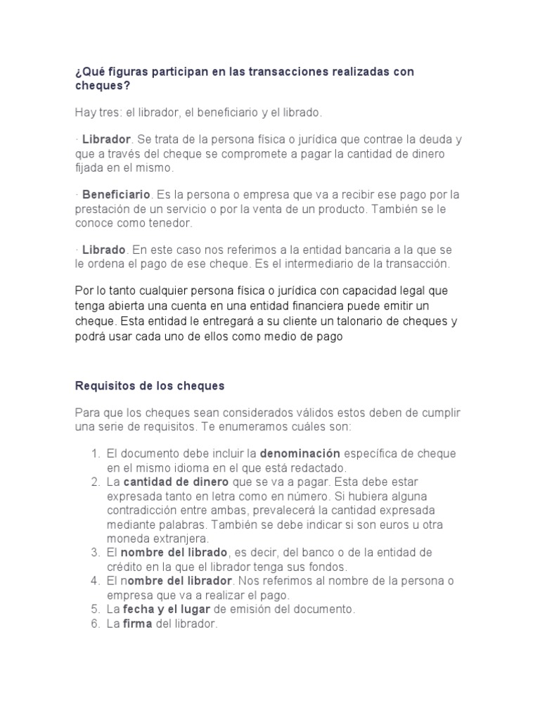 CHEQUES | PDF | Cheque | Bancos