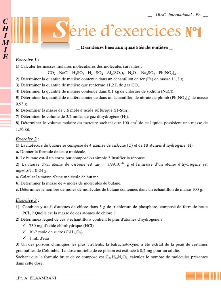 Grandeurs et quantités de matière en chimie | PDF | Concentration ...