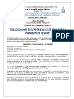 Sesion de Aprendizaje Religion - 4to - N13 - La Providencia de Dios - Ficha