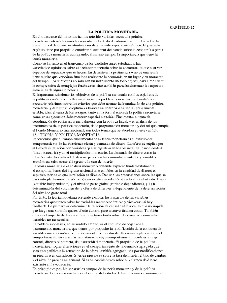 CAPÍTULO 12 EcoMoney | PDF | La política monetaria | Inflación