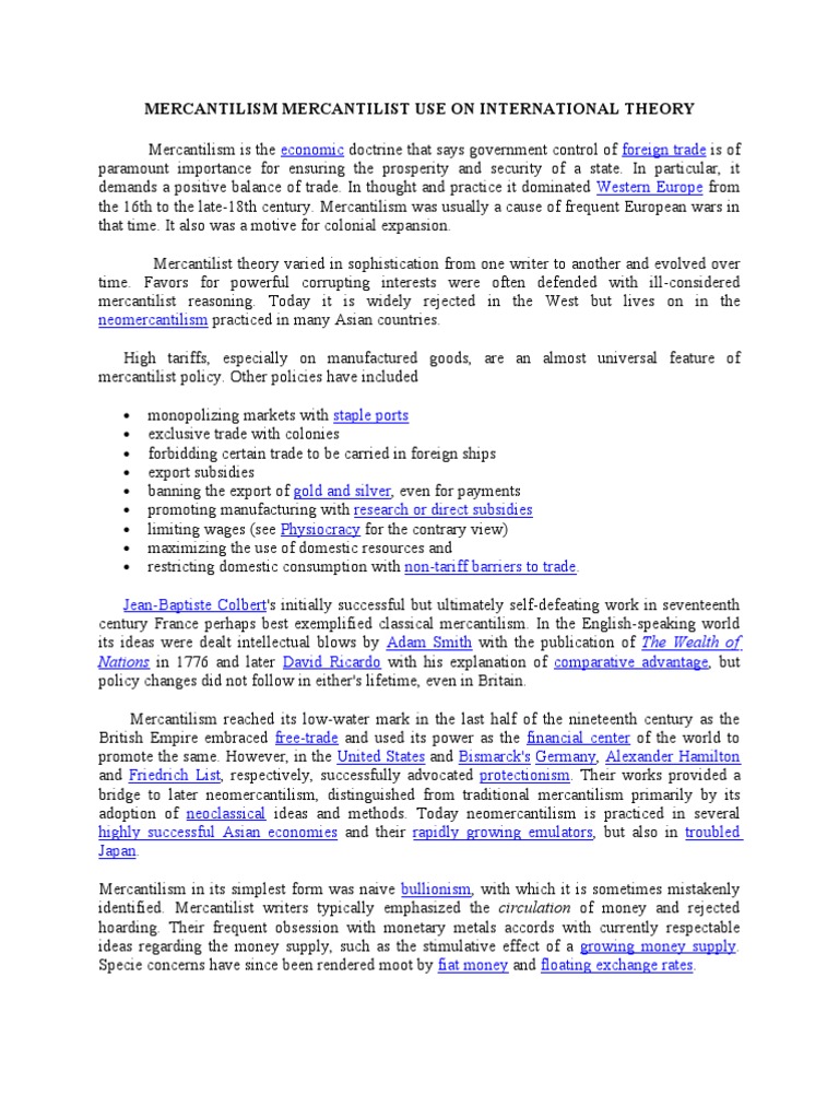 Understanding Mercantilism Theory | PDF | Mercantilism | Economic Theories