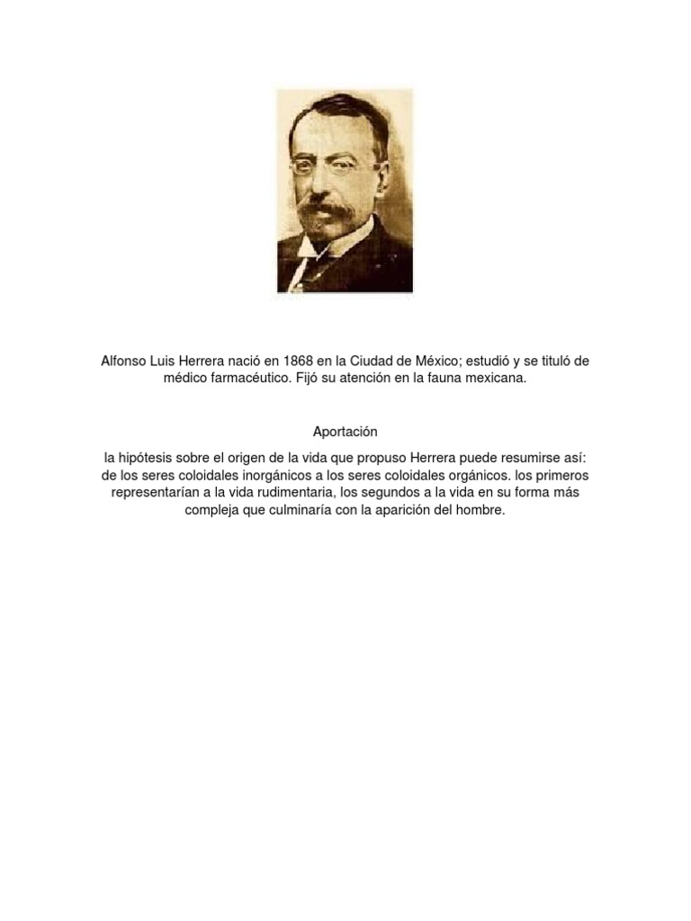 Alfonso Luis Herrera Nació en 1868 en La Ciudad de México PDF